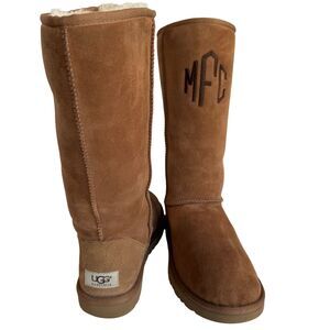 UGG Women's Classic Tall II Monogrammed Boots Chestnut Size 9